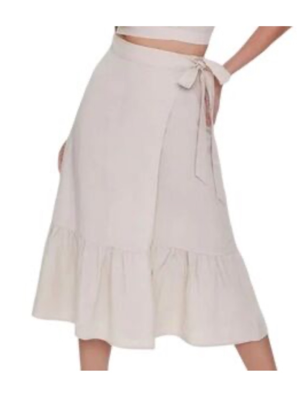 Forever 21 Wrap Midi Skirt with Ruffle Hem